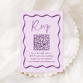 Tarjeta De Recepción Código QR de respuesta de boda con marco ondulado