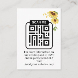 Tarjeta De Recepción Código QR de respuesta de boda de girasoles rústic