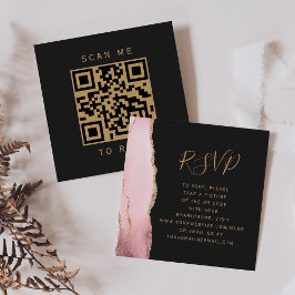 Tarjeta De Recepción Código QR de respuesta de boda de oro de ágata de