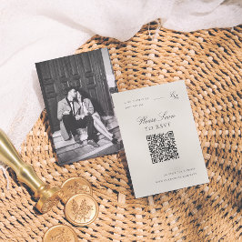Tarjeta De Recepción Código QR de respuesta de boda editorial minimalis