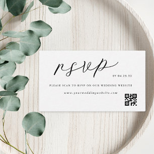 Tarjeta De Recepción Código QR de respuesta de boda elegante moderno en