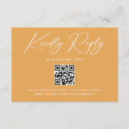 Tarjeta De Recepción Código QR de respuesta de boda en amarillo mostaza