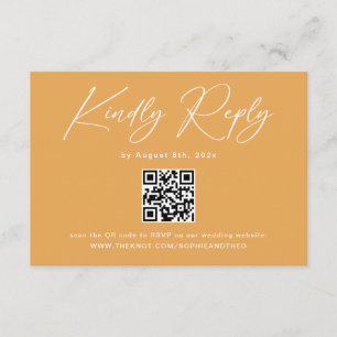 Tarjeta De Recepción Código QR de respuesta de boda en amarillo mostaza