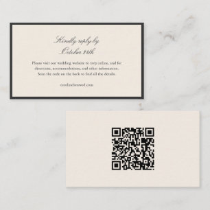 Tarjeta De Recepción Código QR de respuesta de boda en negro y marfil e