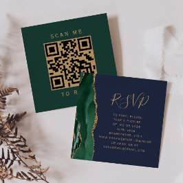 Tarjeta De Recepción Código QR de respuesta de boda esmeralda presupues