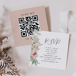 Tarjeta De Recepción Código QR de respuesta de boda floral de primavera