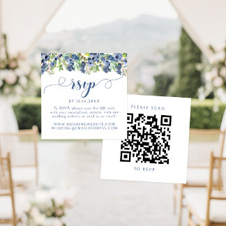 Tarjeta De Recepción Código QR de respuesta de boda floral dulce de bay