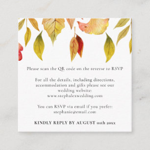 Tarjeta De Recepción Código QR de respuesta de boda Hojas de otoño Squa