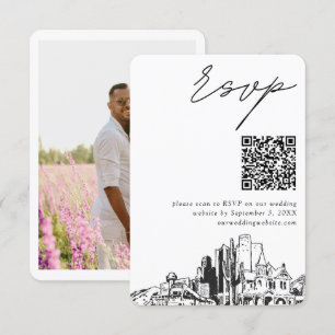 Tarjeta De Recepción Código QR de respuesta de boda moderna de Phoenix