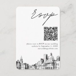Tarjeta De Recepción Código QR de respuesta de boda moderna en Boston
