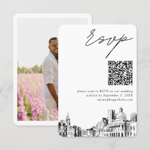 Tarjeta De Recepción Código QR de respuesta de boda moderna en Boston