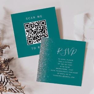 Tarjeta De Recepción Código QR de respuesta de presupuesto boda brillo 