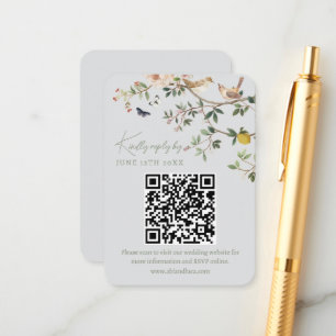 Tarjeta De Recepción Código QR de respuesta de sitio web de boda Chinoi
