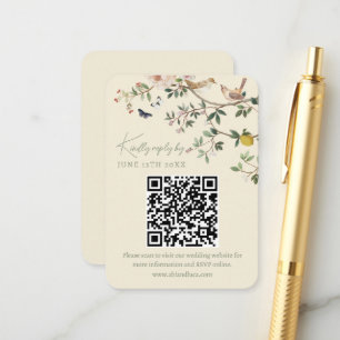 Tarjeta De Recepción Código QR de respuesta de sitio web de boda Chinoi