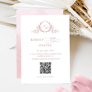 Tarjeta De Recepción Código QR de respuesta en línea en rosa polvorient