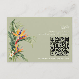 Tarjeta De Recepción Código QR de respuesta para boda elegante en desti