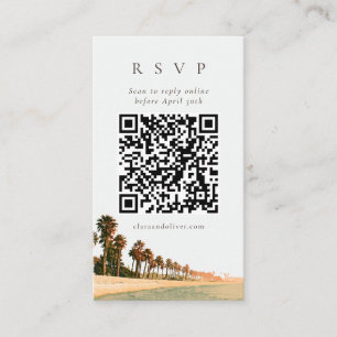 Tarjeta De Recepción Código QR de respuesta para boda en la playa con p