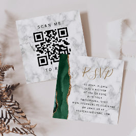 Tarjeta De Recepción Código QR de respuesta para Bodas con Mármol de Ág