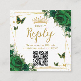 Tarjeta De Recepción Código QR de respuesta para Quinceañera con maripo