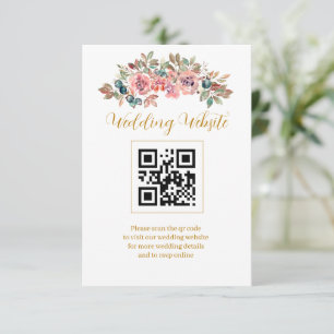 Tarjeta De Recepción Código QR de Rosa de Acuarela Verde Esmeralda de M