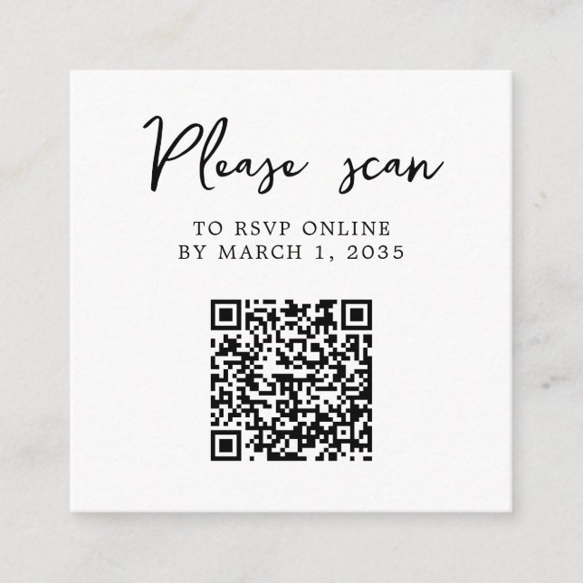 Tarjeta De Recepción Código QR de RSVP Clásico Elegante (Anverso)