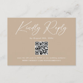 Tarjeta De Recepción Código Qr de RSVP de Boda Boho Beige Neutral