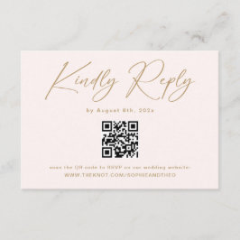 Tarjeta De Recepción Código Qr de RSVP de Boda Boho Crema Neutral