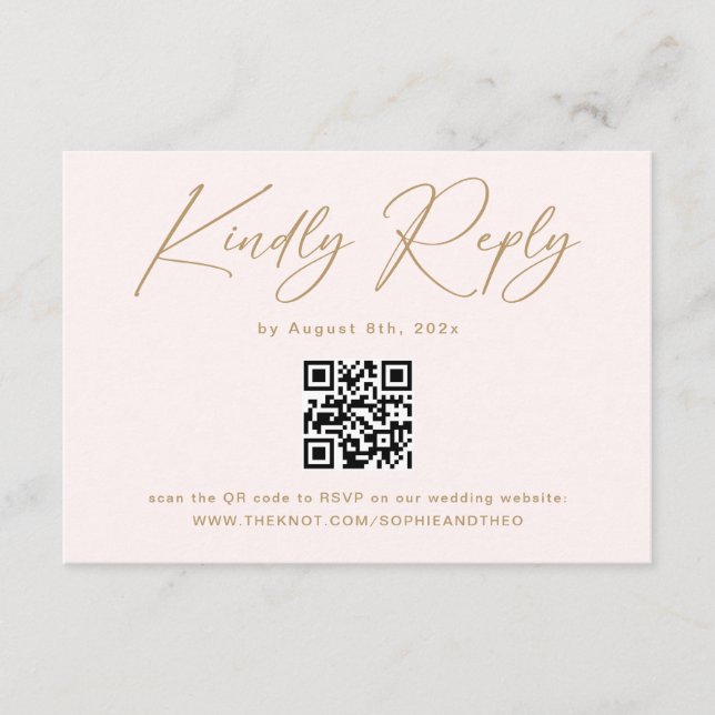 Tarjeta De Recepción Código Qr de RSVP de Boda Boho Crema Neutral (Anverso)