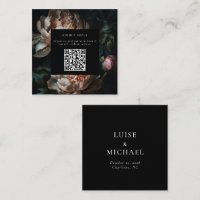 Código QR de RSVP de boda de florales oscuros y me