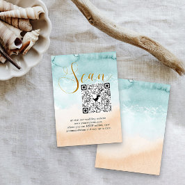 Tarjeta De Recepción Código QR de RSVP de boda de playa en línea