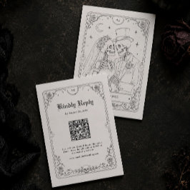 Tarjeta De Recepción Código QR de RSVP de Boda Gótica de Halloween