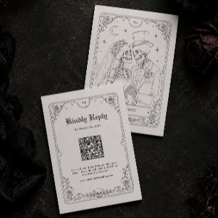 Tarjeta De Recepción Código QR de RSVP de Boda Gótica de Halloween
