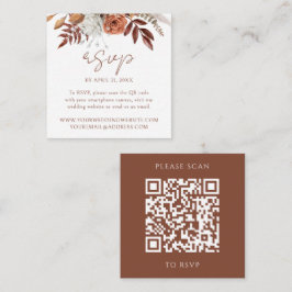 Tarjeta De Recepción Código QR de RSVP de boda moderna de otoño floral