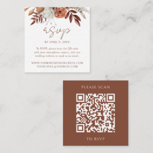 Tarjeta De Recepción Código QR de RSVP de boda moderna de otoño floral
