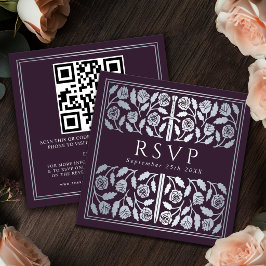 Tarjeta De Recepción Código QR de RSVP de la Espada de Plata de Berenje