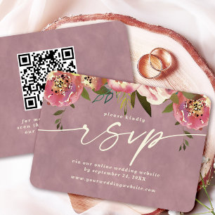 Tarjeta De Recepción Código QR de RSVP del sitio web de Ophelia Floral 