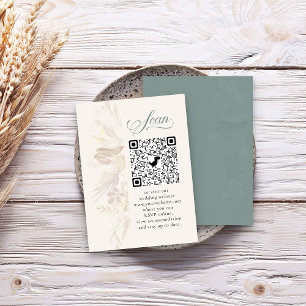 Tarjeta De Recepción Código QR de RSVP en línea de botánica verde salvi