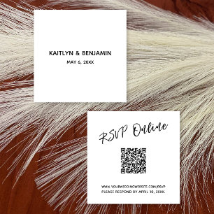Tarjeta De Recepción Código QR de RSVP en línea para boda con letra min