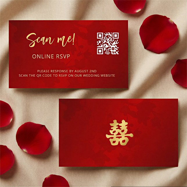 Tarjeta De Recepción Código QR de RSVP en línea para bodas chinas (Subido por el creador)