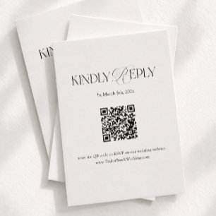 Tarjeta De Recepción Código QR de RSVP para Boda en Blanco y Negro