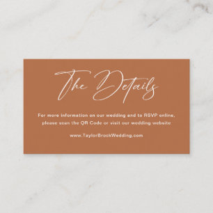 Tarjeta De Recepción Código Qr de sitio web de boda Boho Burnt Orange