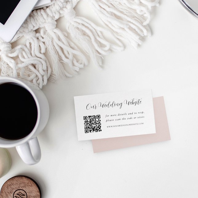 Tarjeta De Recepción Código QR de sitio web de boda con caligrafía eleg (Subido por el creador)
