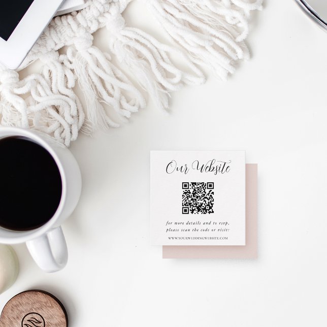 Tarjeta De Recepción Código QR de sitio web de boda con caligrafía eleg (Subido por el creador)