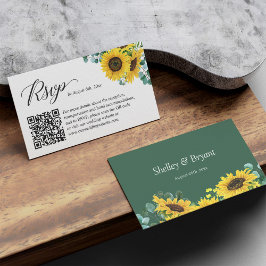 Tarjeta De Recepción Código QR de Sunflower Eucalyptus Boda en línea RS