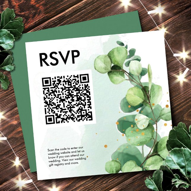 Tarjeta De Recepción Código QR de vegetación simple de eucalipto para b (Subido por el creador)