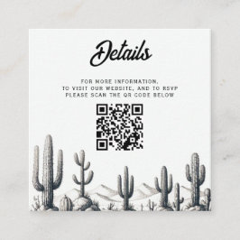 Tarjeta De Recepción Código QR del Boda Casual Cactus