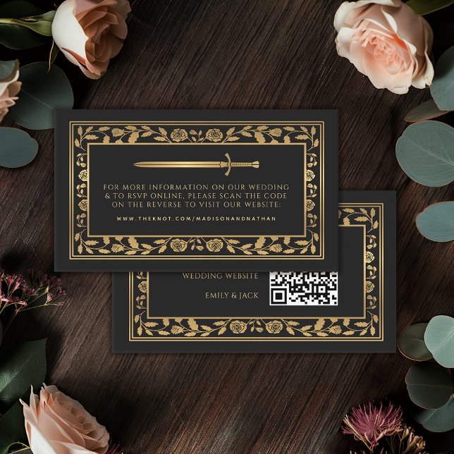 Tarjeta De Recepción Código QR del Boda de espadas real negro (Subido por el creador)