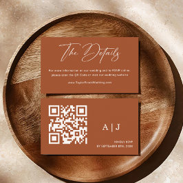 Tarjeta De Recepción Código Qr del Boda de Fall Boho Terracotta