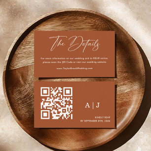 Tarjeta De Recepción Código Qr del Boda de Fall Boho Terracotta
