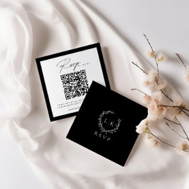 Tarjeta De Recepción Código QR del Boda de onda monograma RSVP